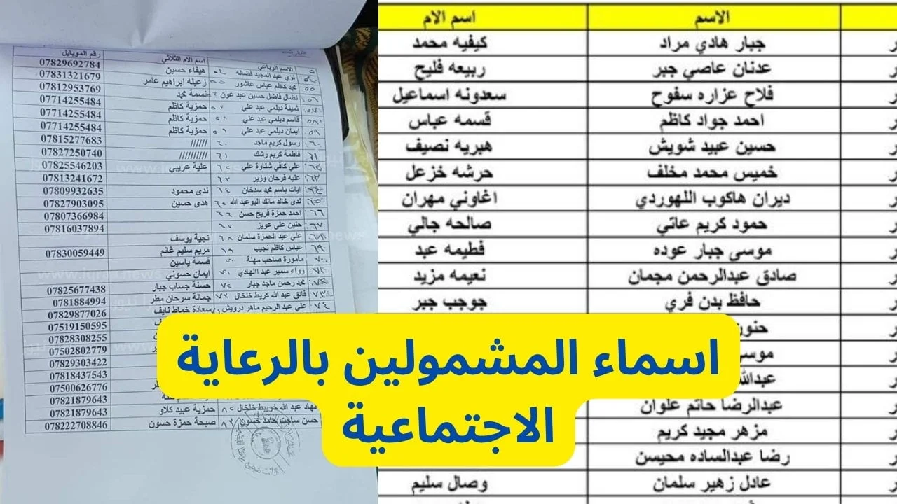 رسميا .. كشوفات اسماء المشمولين فى الرعاية الاجتماعية بالعراق الوجبة التاسعه 2023 pdf عبر منصة مظلتى umbrella