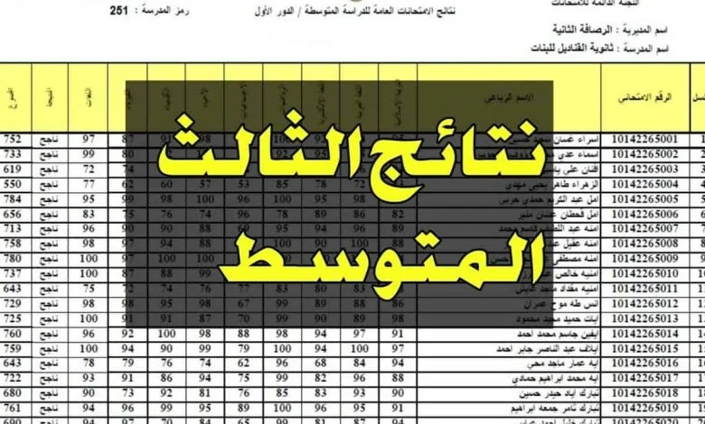 “ظهرت دلوقتي”.. نتائج الدور الثالث المتوسط 2023 في العراق pdf بالرقم الإمتحاني من خلال موقع نتائجنا