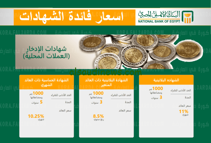 أعلى عائد.. شهادات البنك الأهلي مدتها 3 سنوات