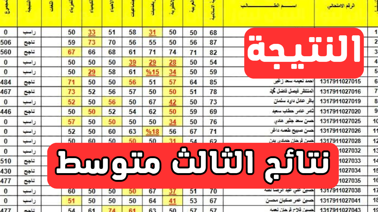 Pdf استخراج نتائج الثالث متوسط الدور الاول 2024 جميع المحافظات الدور الاول
