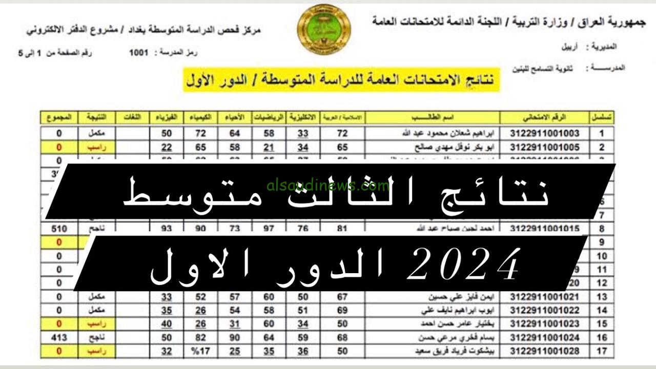 مبروك للناجح.. نتائج الثالث متوسط 2024 الدور الأول عبر موقع وزارة التربية والتعليم العراقي بالرقم الإمتحاني