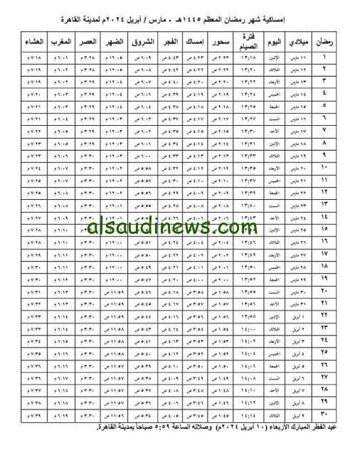 إمساكية رمضان 2024 في مصر: دعوات استقبال الشهر الفضيل وأذكاره الجميلة