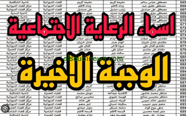 استعلم الان عن اسماء الرعاية الاجتماعية الوجبة الأخيرة pdf عبر منصة مظلتي الالكترونية