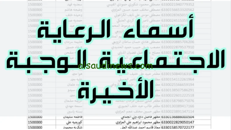 تعرف علي .. أسماء المشمولين بالرعاية الاجتماعية العراق 2024 الوجبة الأخيرة pdf من خلال مظلتي spa.gov.iq