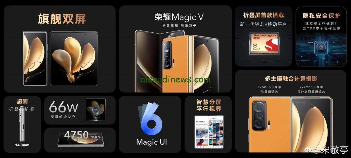 الجديد قابل للطي .. هونر magic v3 لسنة 2024 كافة مواصفات الهاتف بأفضل المميزات والسعر علي مستوي العالم