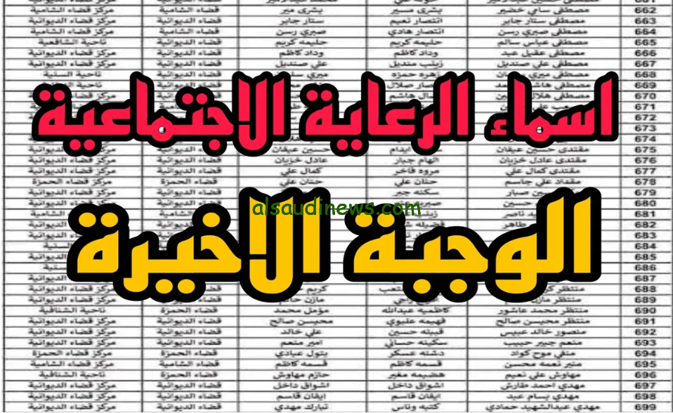 استعلم الان.. كشوف أسماء المشمولين الرعاية الاجتماعية الوجبة الأخيرة 2024 spa.gov.iq عبر موقع مظلتي