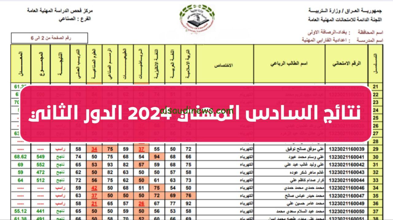 “ظهرت رسمياً” نتائج السادس المهني الدور الثاني العراق 2024 وخطوات الاستعلام عنها من موقع نتائجنا nataegna الالكتروني