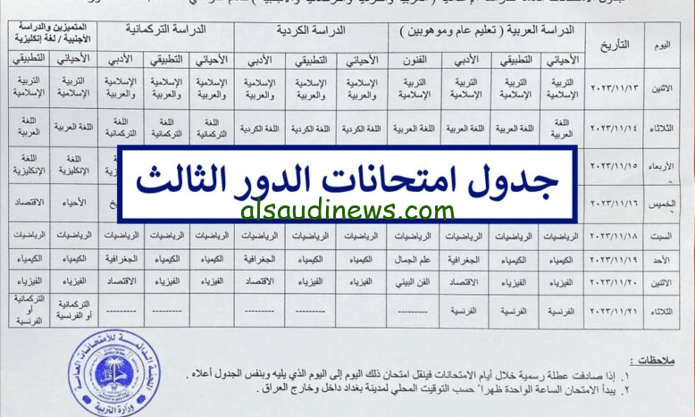 ” اعرف جدولك “… جدول امتحانات الدور الثالث للصف الثالث المتوسط والسادس الاعدادي العراق 2024 طبقا لقرار وزاره التربية والتعليم