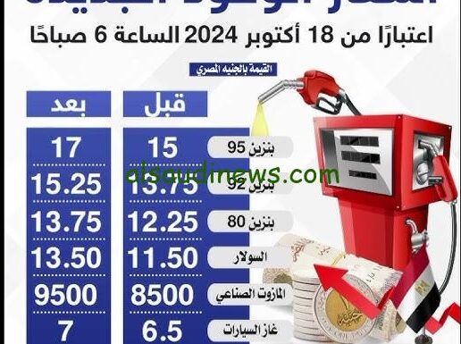 “رفع 2 جنيه في اللتر” أسعار البنزين اليوم الأربعاء 23 أكتوبر 2024 في محطات البنزين في مصر