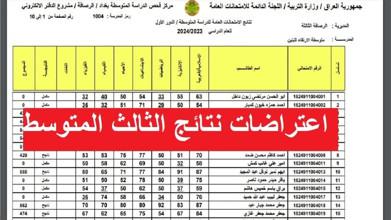 نتائج اعتراضات الثالث المتوسط 2024 الدور الثاني وطريقة الاستعلام عنها عبر موقع وزارة التربية العراقية epedu.gov.iq