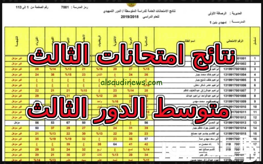 رابط نتائج الثالث متوسط 2024 الدور الثالث العراق موقع نتائجنا الالكتروني nataegna.net