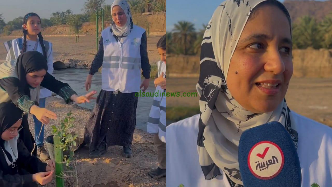 سيدة مصرية وأبناؤها يزرعون الأشجار لتعزيز المساحات الخضراء في المدينة المنورة