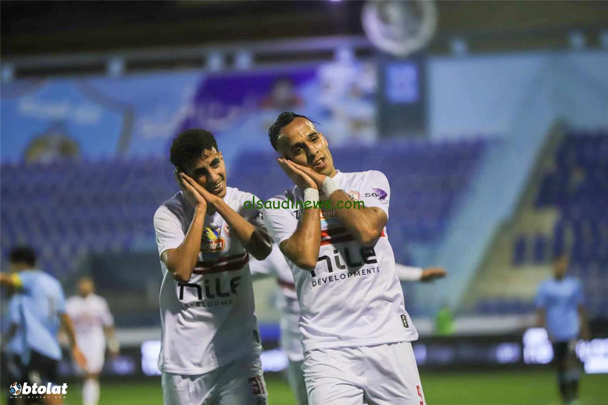 ناصر منسي يسجل هدف الزمالك الأول في الدقيقة 24 ضد البنك الأهلي