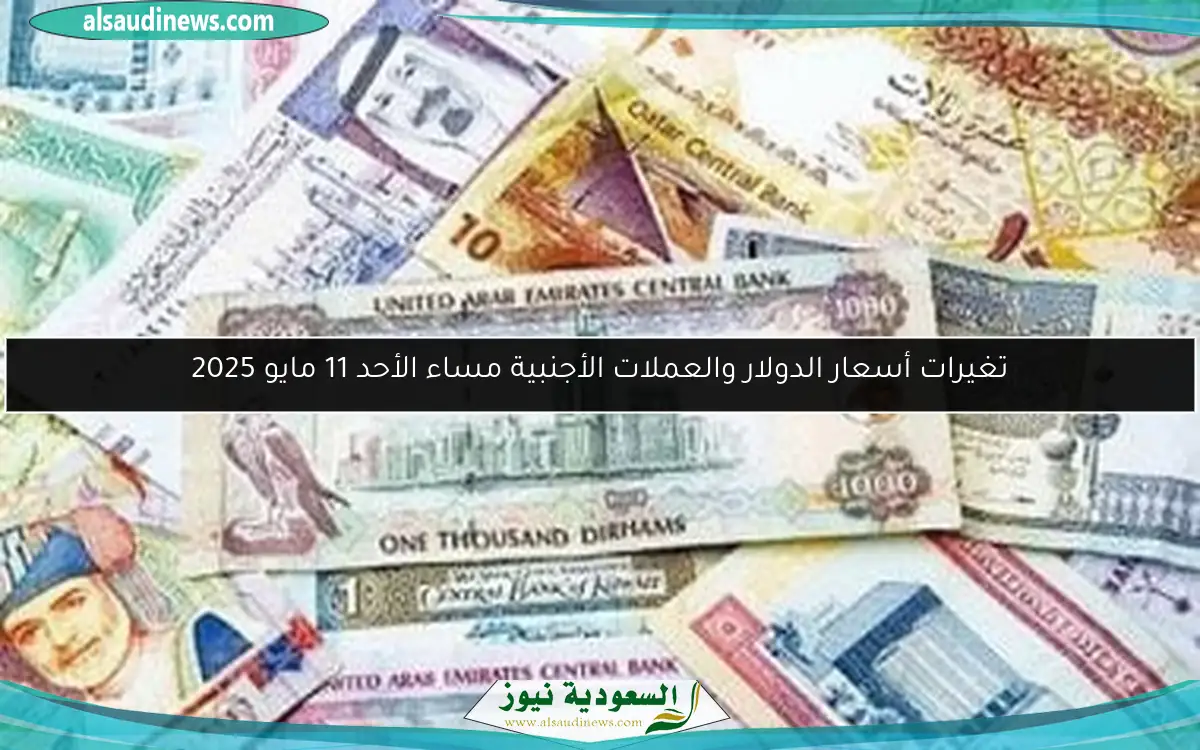 تغيرات أسعار الدولار والعملات الأجنبية مساء الأحد 11 مايو 2025