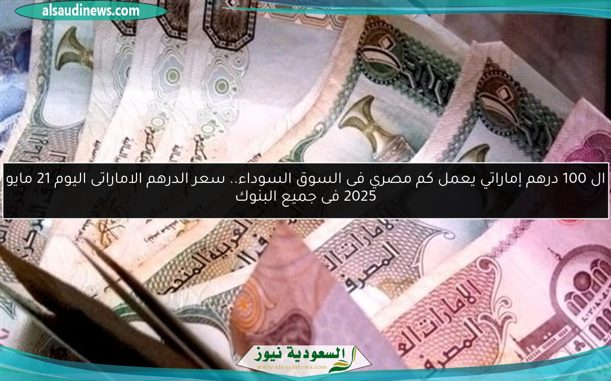ال 100 درهم إماراتي يعمل كم مصري فى السوق السوداء.. سعر الدرهم الاماراتى اليوم 21 مايو 2025 فى جميع البنوك
