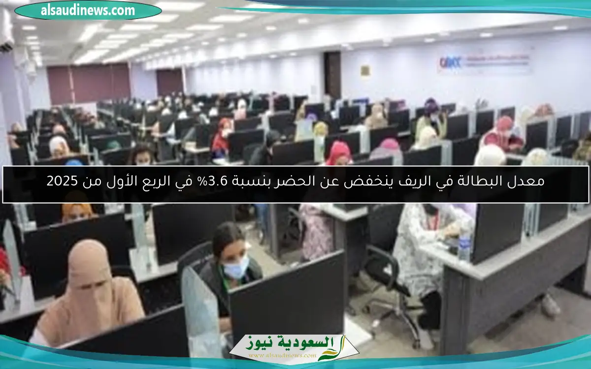 معدل البطالة في الريف ينخفض عن الحضر بنسبة 3.6% في الربع الأول من 2025